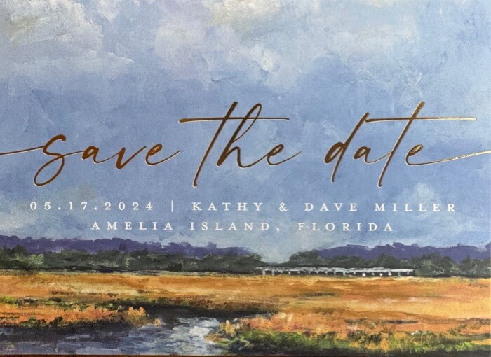 Save The Date card, Living on the Marsh 