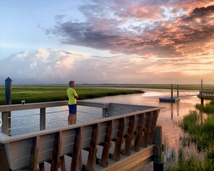 Sunset on the dock photo by Kathy Miller